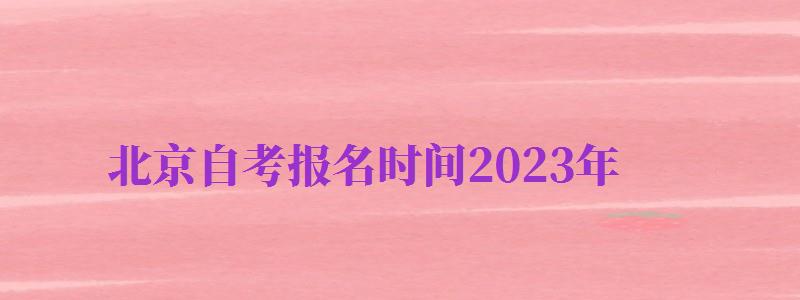 北京自考報(bào)名時(shí)間2024年