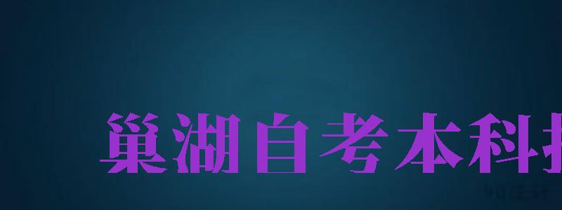 巢湖自考本科報名（巢湖自考本科報名時間）