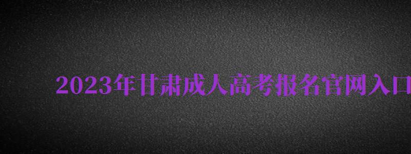 2024年甘肅成人高考報(bào)名官網(wǎng)入口