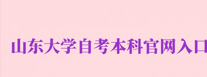 山東大學(xué)自考本科官網(wǎng)入口