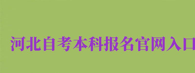 河北自考本科報(bào)名官網(wǎng)入口（河北自考本科報(bào)名官網(wǎng)入口2024）